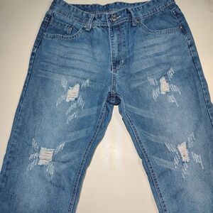 Men's Distressed Blue Jeans